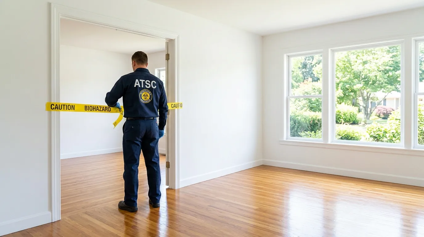 Certified biohazard cleanup crew performing Trauma Scene Cleanup in Rye